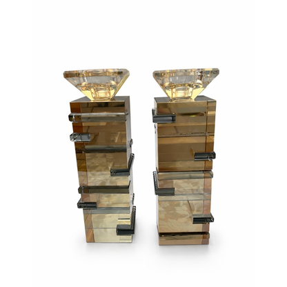 זוג פמוטי קריסטל זהב שחור 20 ס"מ