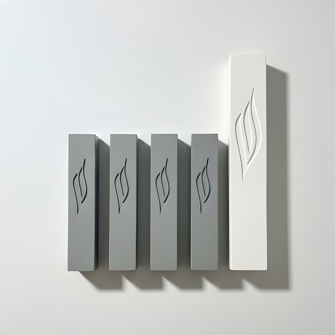 סט מזוזות בטון אפור ולבן