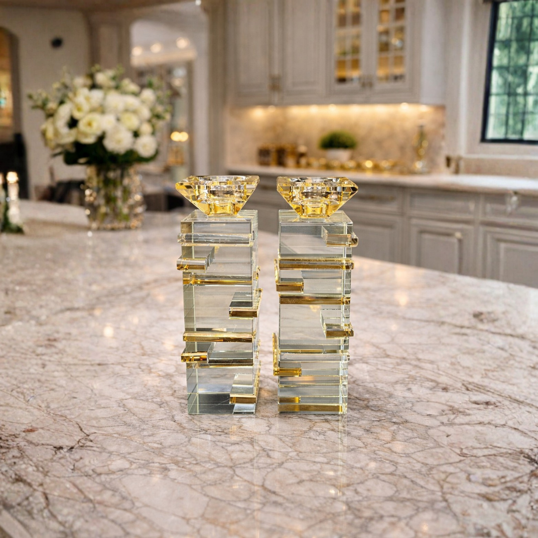 זוג פמוטי קריסטל זהב 20 ס"מ