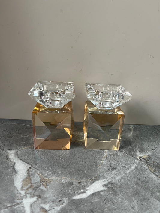 זוג פמוטי קריסטל זהב